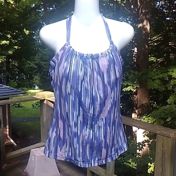 2/25 PrAna Quinn Chakara Halter Purple Pink Tank Top Built in Shelf Bra Sz L - Picture 2 of 14
